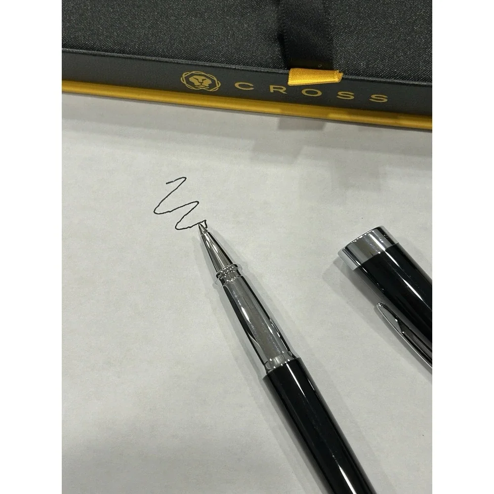 Cross Aventura Ballpoint Pen Onyx Black With Chrome Trim With Gift Box New